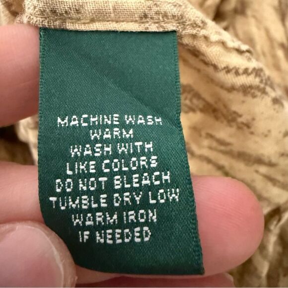 Lauren Ralph Lauren Linen Shirt Womens Sz M Tan Chevron Button Up Preppy Career - Picture 8 of 10